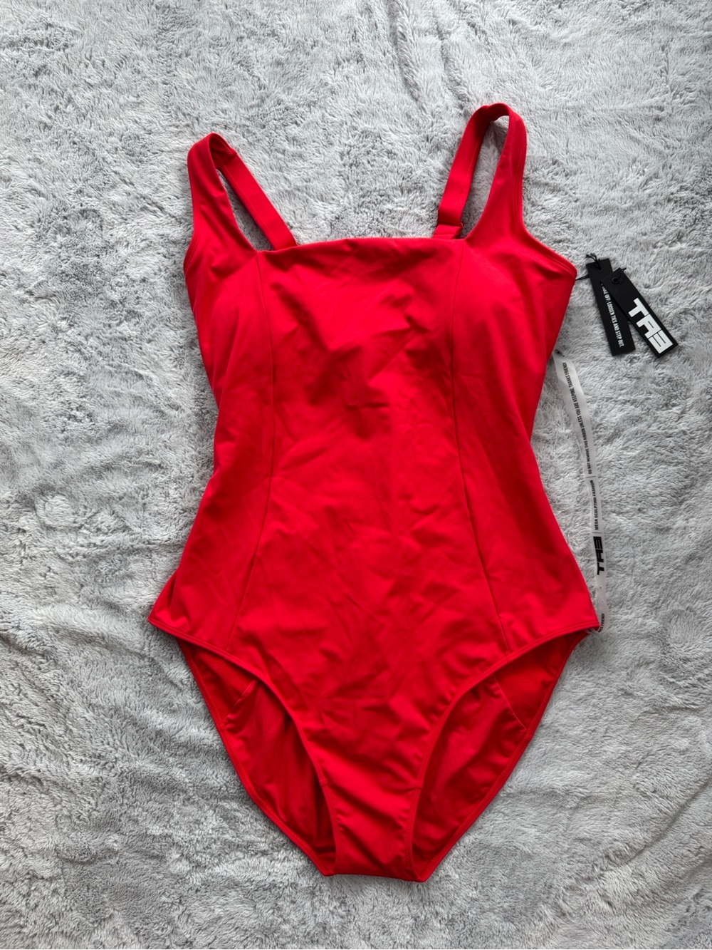 TA3 Squarey Snatched Waist Corset Back Swimsuit Red 2X Regular Long